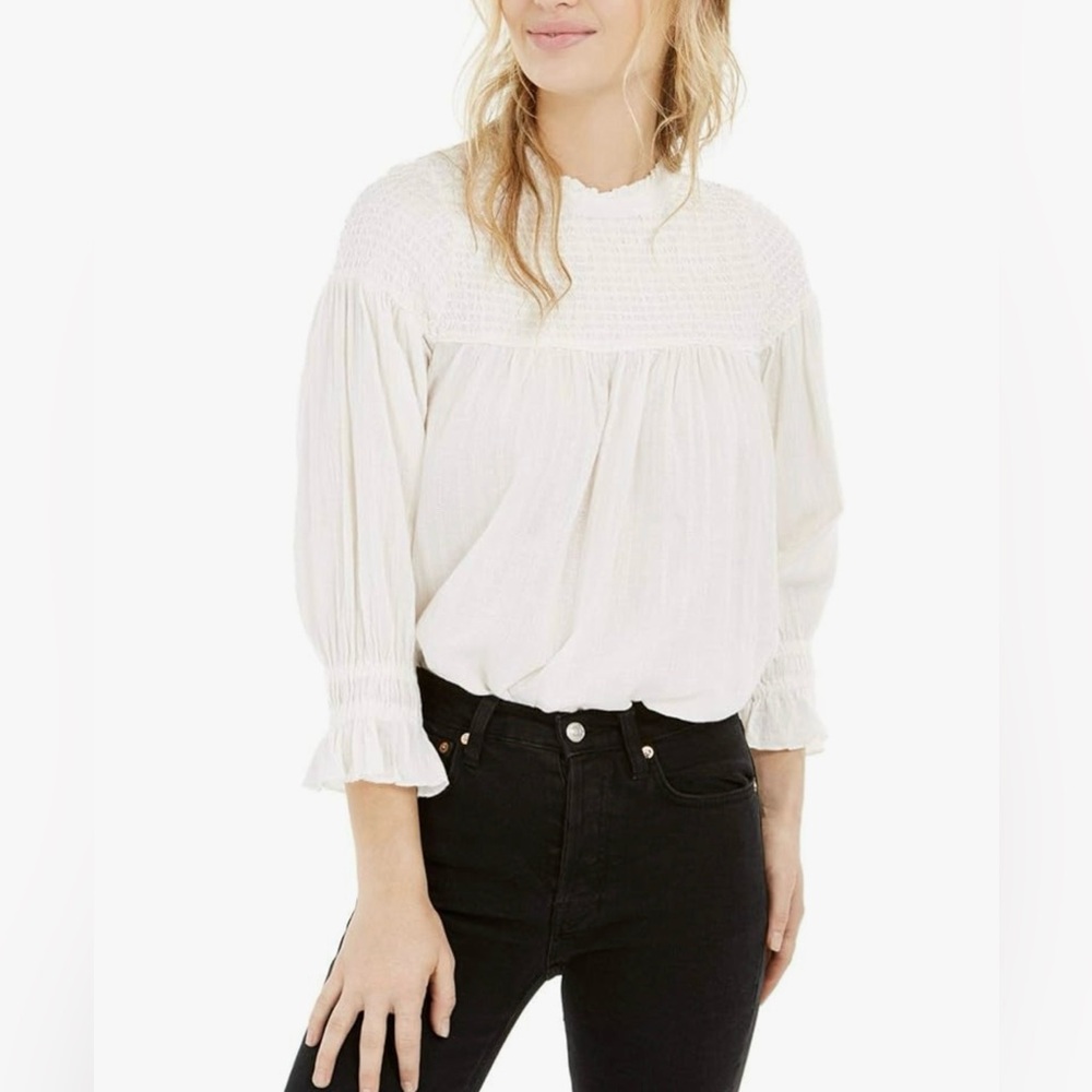 NWT Free People Obi Mila Smocked Tunic Top Ivory Small